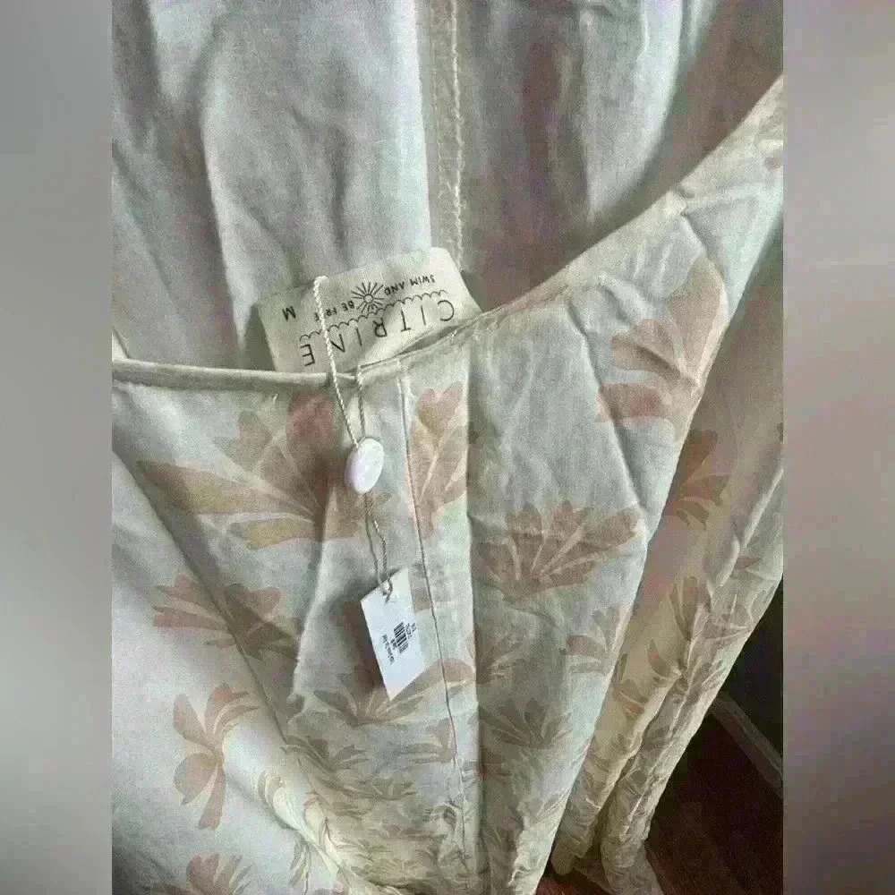 Citrine Leta Flowy Adjustable Strap Scoop Back Maxi Dress in Tan Reef Size M - Picture 10 of 12